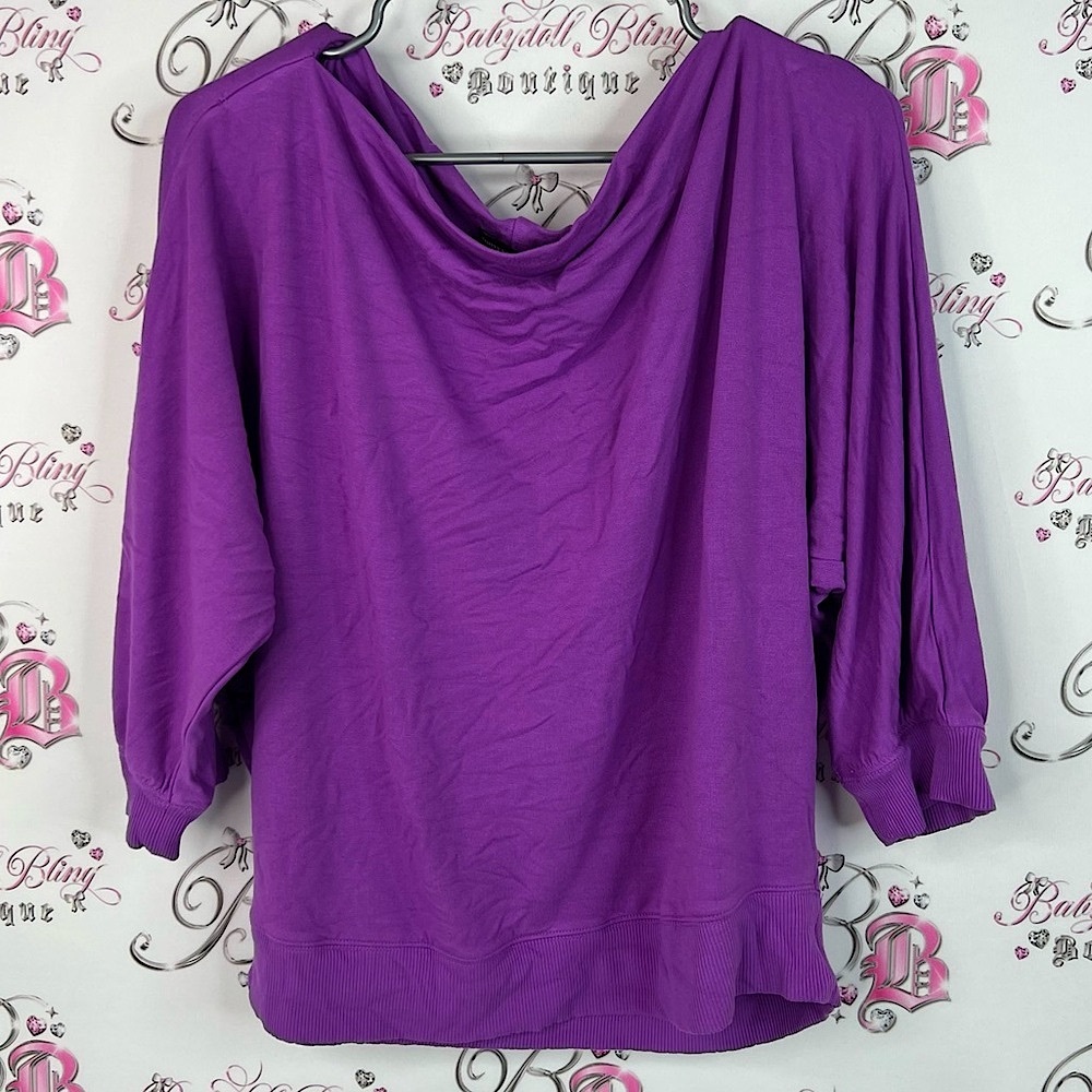 Simply Vera Vera Wang long sleeve bubble sleeve Vibrant Purple Knit Top